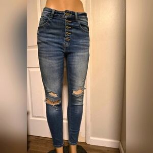 KanCan kurvy ultra high rise ankle skinny w/ distressed design blue jeans 26